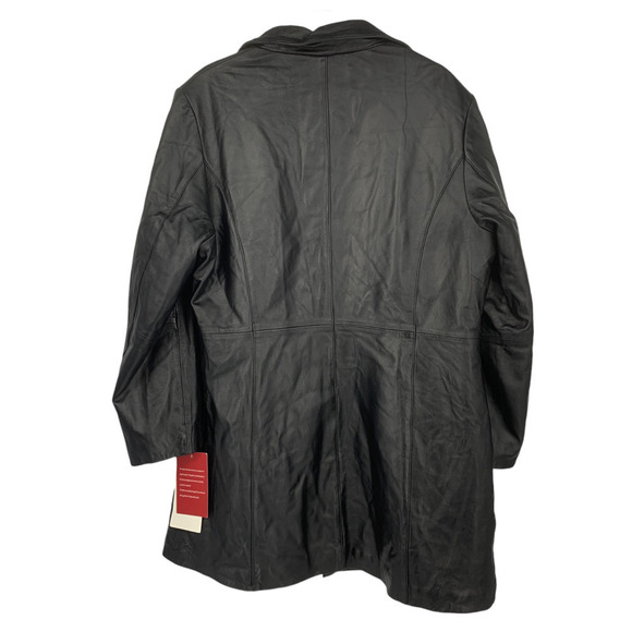 NEW Excelled Collection Plus Sz 1X Black Leather Mid Length Jacket Coat NWT - Picture 9 of 9